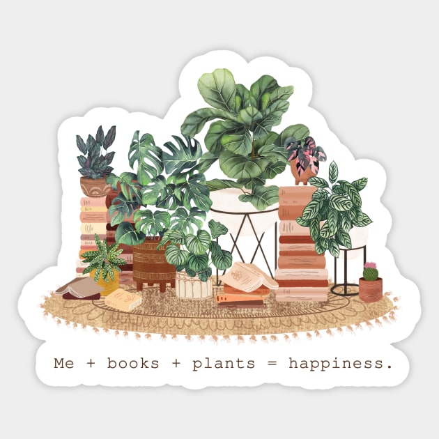 Books and plants illustration Sticker by Gush Art Studio 1